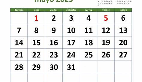 Calendario mayo 2023 en Word, Excel y PDF - Calendarpedia