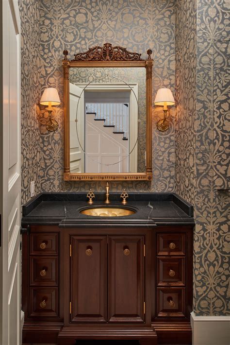 KDDI Powder Room, Custom Vanity, wall mount faucet, sconces, elegant
