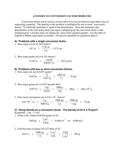 30 Chemistry Conversion Factors Worksheet | Education Template