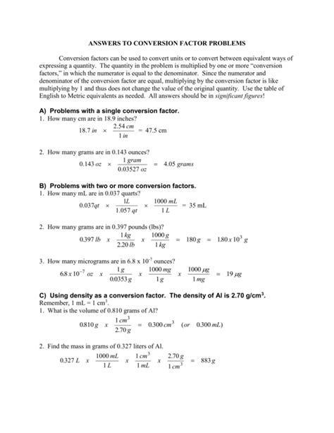 30 Chemistry Conversion Factors Worksheet - support worksheet