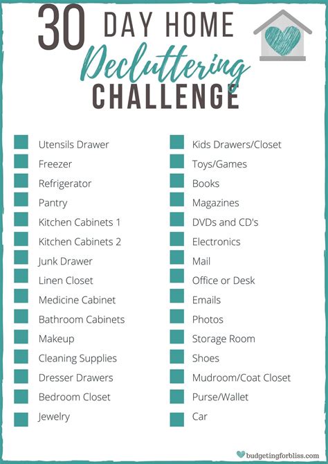 30 Day Declutter Challenge Printable
