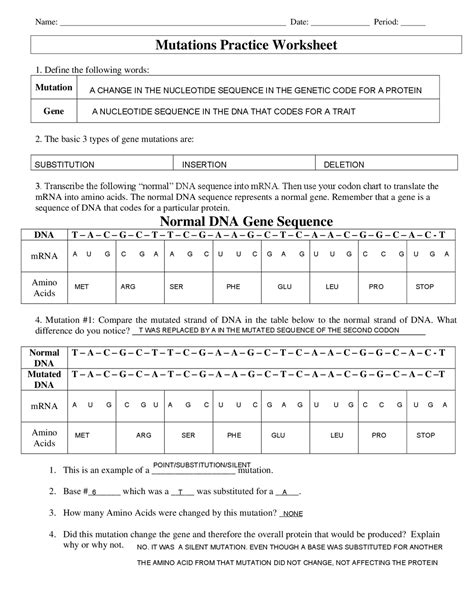 30 Dna Mutations Practice Worksheet Answers | Education Template