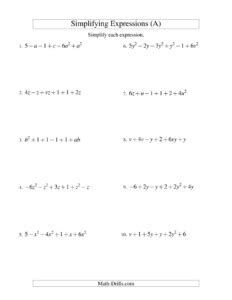 30 Simplifying Linear Expressions Worksheet | Education Template