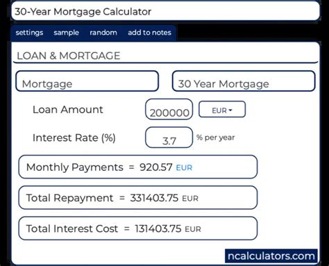 30 Year Mortgage Calculator
