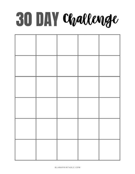 30 Day Grid Printable