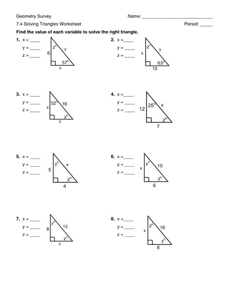 30-60-90 triangles worksheet answers