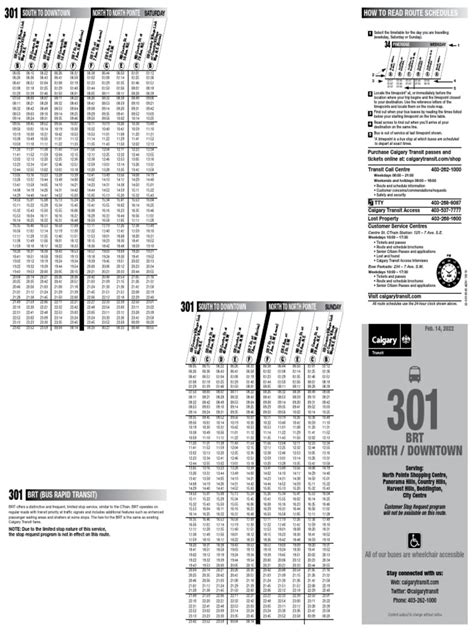 301 Bus Route Schedule