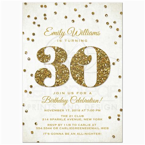 Gold 30th Birthday Invitation A6 (Digital File Printable PDF) 30th