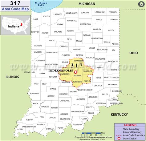 317 Area Code Usa Map