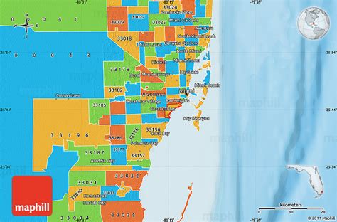 Coral Gables FL Zip Code Map