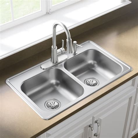 Thermocast Brighton Dropin Acrylic 33x19x9 in. 1Hole Double Bowl Kitchen Sink in White34100