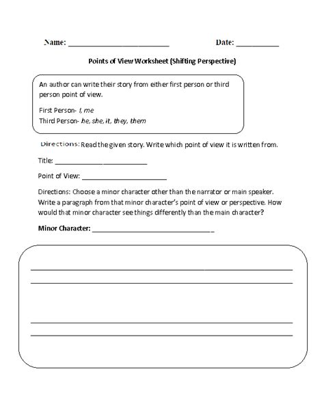 34 Point Of View Worksheet - support worksheet