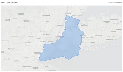 347 Area Code Zip Code Map