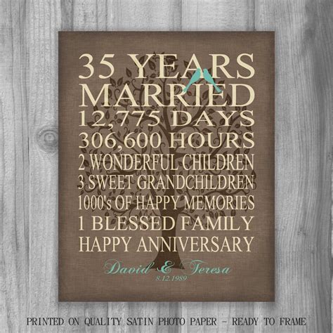 Personalized 35th Wedding Anniversary Plate Gift for Her, Happy 35 Year