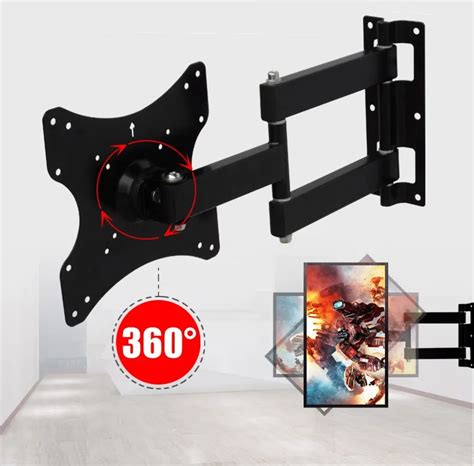 360° TV LCD LED Monitor Wall Mount Full Motion 15 to 27Inch 100x100 75x75 