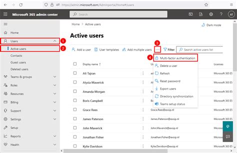 365 admin center export users