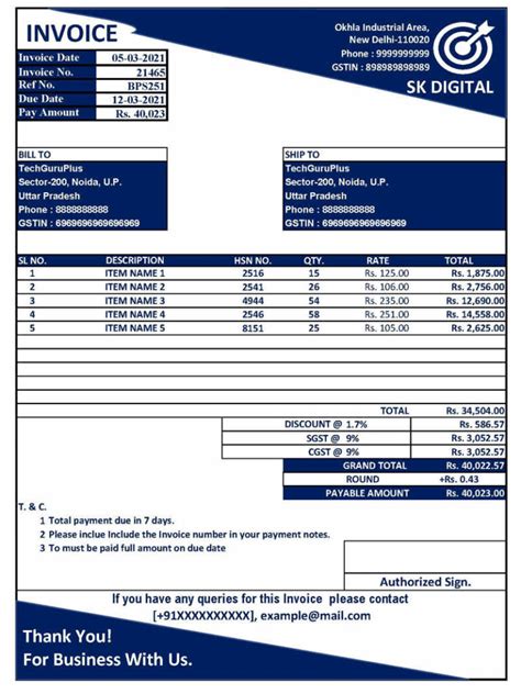 37 Professional Bill Format in Excel .xls file Download