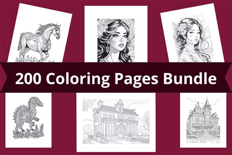 Download 376  Coloring Pages Bundle PSD Creativefabrica DXF Files