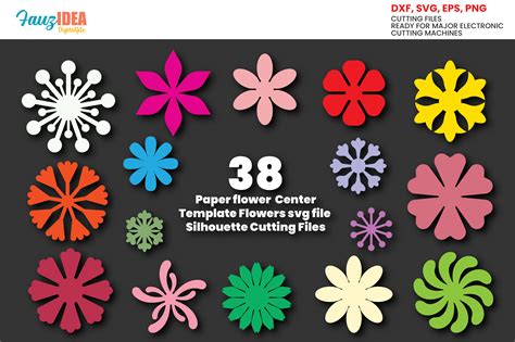 Download 38 Flower Center SVG Template Printable