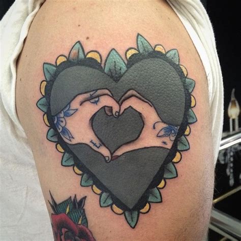 3D realistic looking detailed colored heart tattoo on