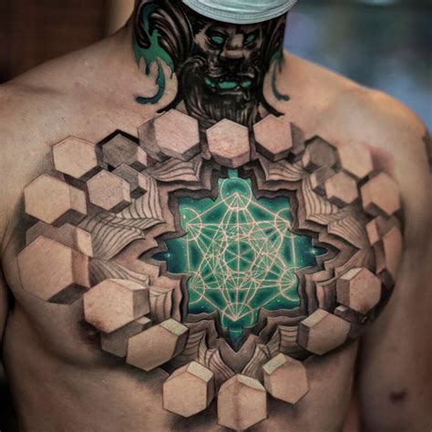 40 3D Chest Tattoo Designs For Men Manly Ink Ideas