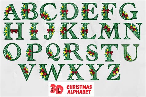 Download 3D Christmas Alphabet SVG Bundle Commercial Use