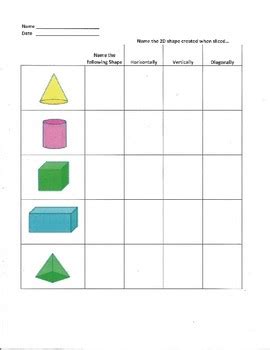 3D Cross Section Practice Worksheet and Answer Key by Out of the Box Math