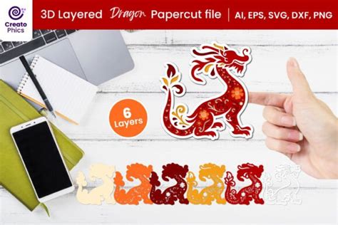 Download 3D Layered Dragon SVG File - SVG Design Creativefabrica Free PSD Mockups