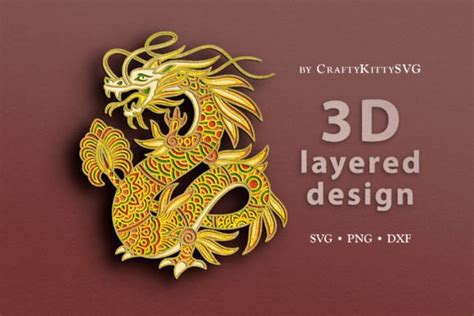 Download 3D Layered Dragon SVG File - SVG Design Silhouette for Cricut