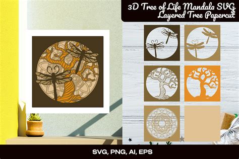 Download 3D Tree of Life Mandala SVG Layered Tree