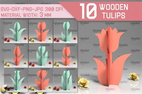 Download 3D Tulips SVG Laser Cut File