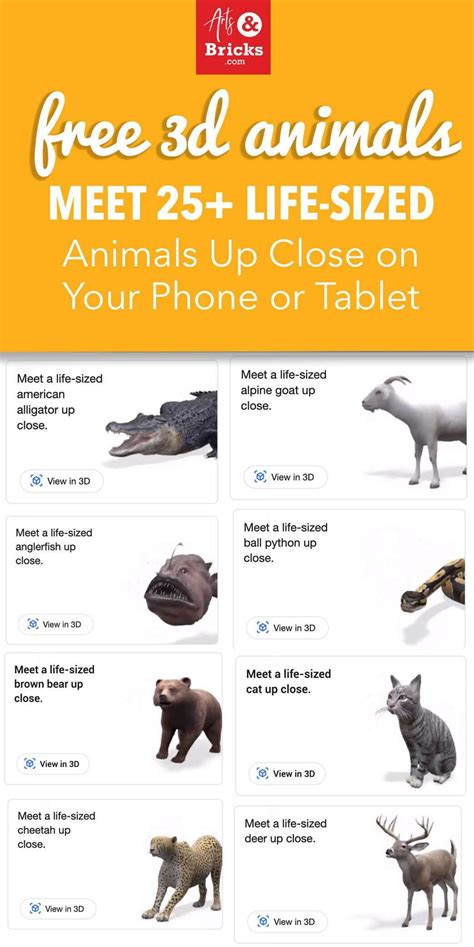 3D View Animals List