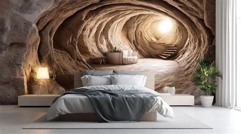 Simple installation of 3D bedroom wallpaper