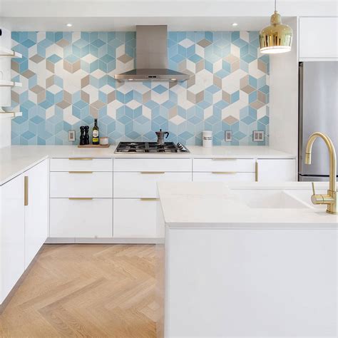 Cool 3D Backsplash Tile Blue References