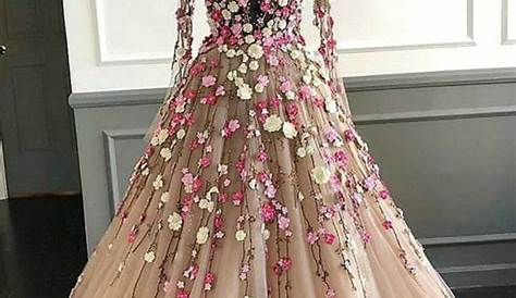 3d Floral Applique Dress Princess Blush Ball Gown 3D Vneck Prom