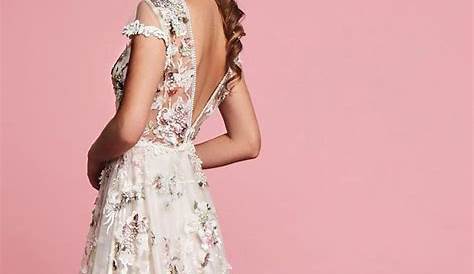 3d Floral Applique Wedding Dress 3D Plunge Sheath LSSWG885