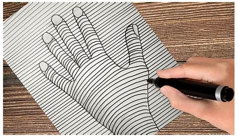 How to Draw a 3D Hand with Lines on Paper Easy Trick Art