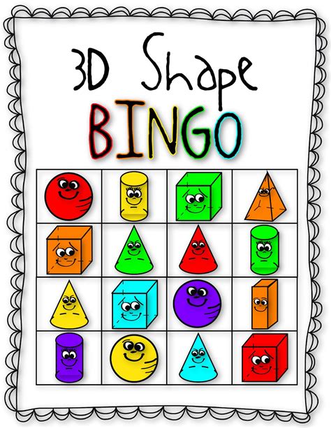 3D Shape Bingo Card