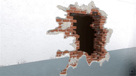 3d Brick Wall With Hole