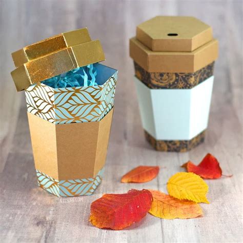 Brew up Joyful Moments with Our 3D Coffee Cup Paper Gift Box SVG Design!