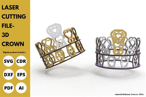 Crown Your Creations with Majestic 3D Crown SVG - Empower Your Designs with Beautiful Royalty!