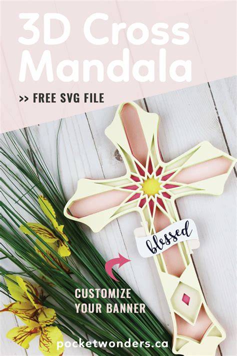 Divine Significance Revealed: Explore the Tranquil Beauty of 3D Layered Cross Mandala SVG