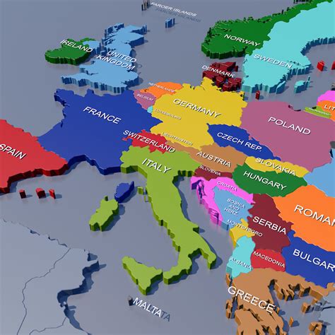 3D Model Of Europe Map