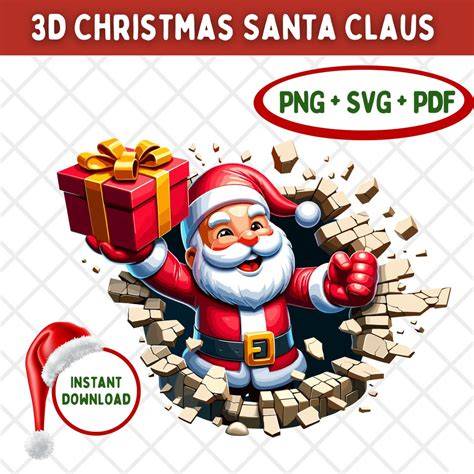 Get in the Holiday Spirit with our Heartwarming 3D Santa SVG Collection!
