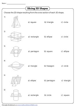 3d Shapes Cross Sections Worksheets