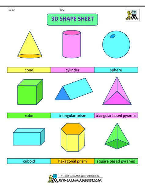 3d Shapes Printable Pdf