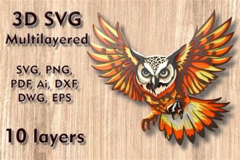 Calm Your Soul with the Majestic Beauty of 3D SVG Owl Designs