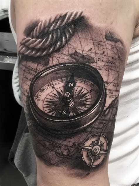 3D Compass Tattoo Design