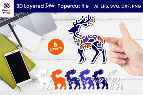 3D Deer SVG Cut From Wood Standing Deer Cut File Tiered Etsy