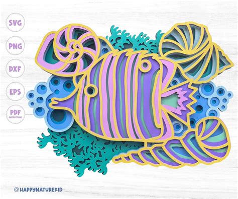 3d Layered Fishing svg, 3d svg, Fish svg, Shadow box svg, laser cut
